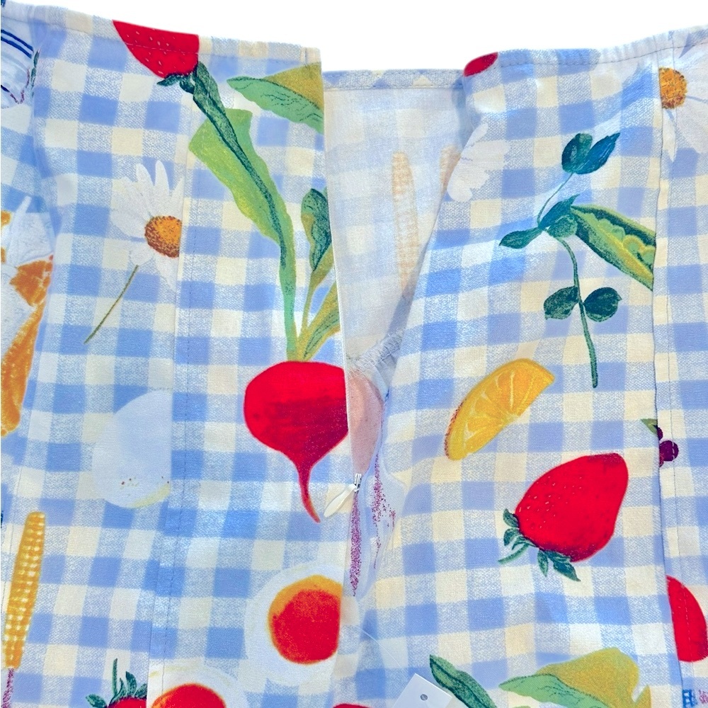 Lisa Says Gah Picnic Alfresco Basket Checker Fruit Midi Skirt NWT Large - Picture 7 of 10